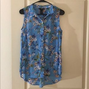 NWOT H&M floral blue sleeveless top size 6